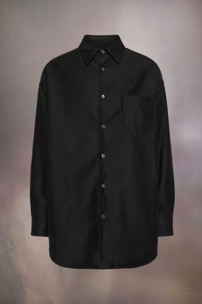 Camisa de algodón satinado acolchada Camisa de algodón satinado acolchada