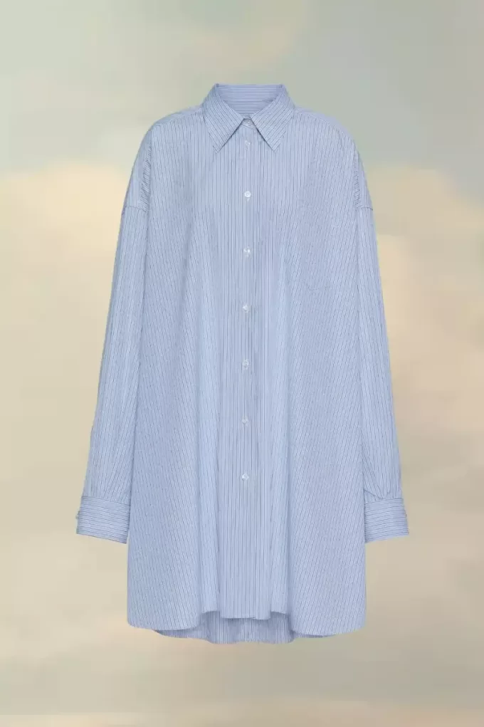 Camisa de popelina de algodón con raya diplomática Camisa de popelina de algodón con raya diplomática