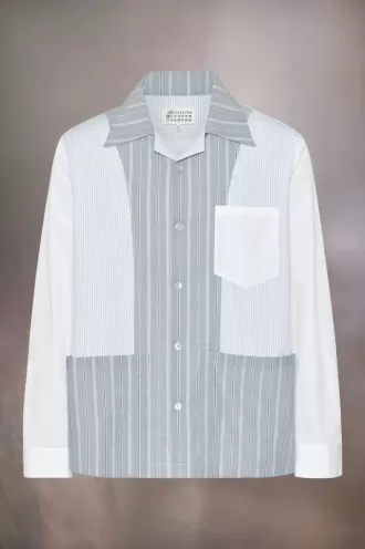 Camisa de rayas diplomáticas con patchwork