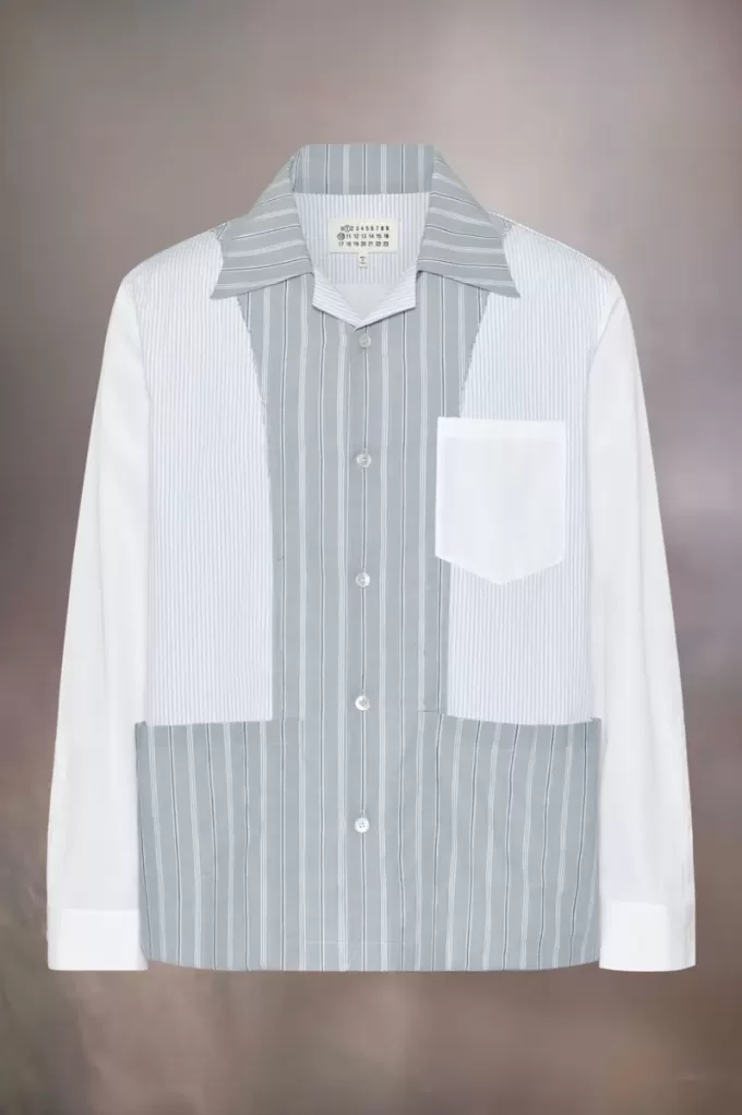 Camisa de rayas diplomáticas con patchwork Camisa de rayas diplomáticas con patchwork