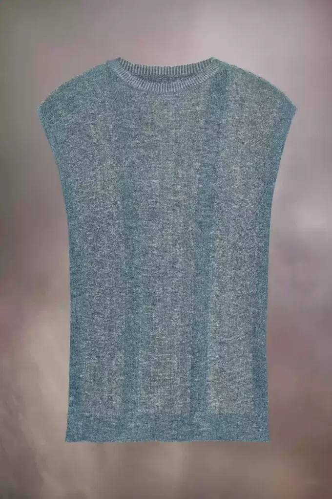Camiseta de punto de verano con cuello halter Camiseta de punto de verano con cuello halter