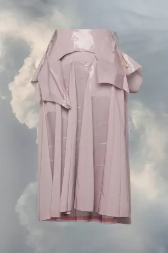 Falda midi de tafetán laminado