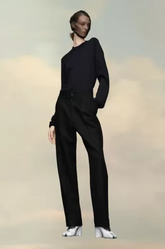 Pantalones plisados  de lana con espiga