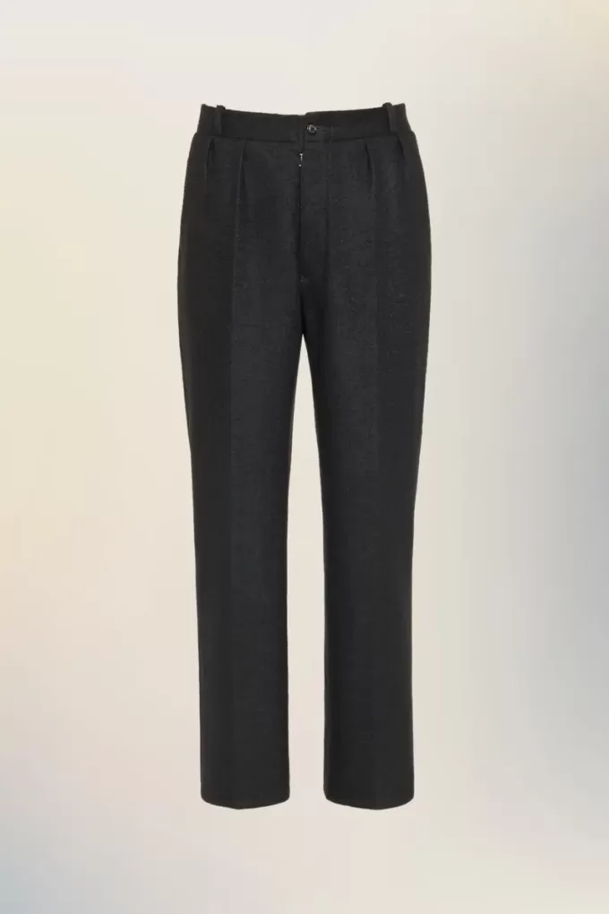 Pantalones rectos de lana afieltrada