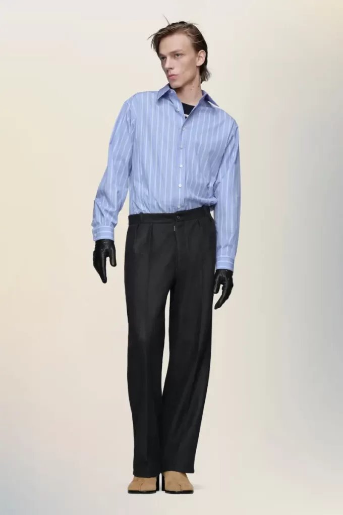 Pantalones rectos de lana afieltrada