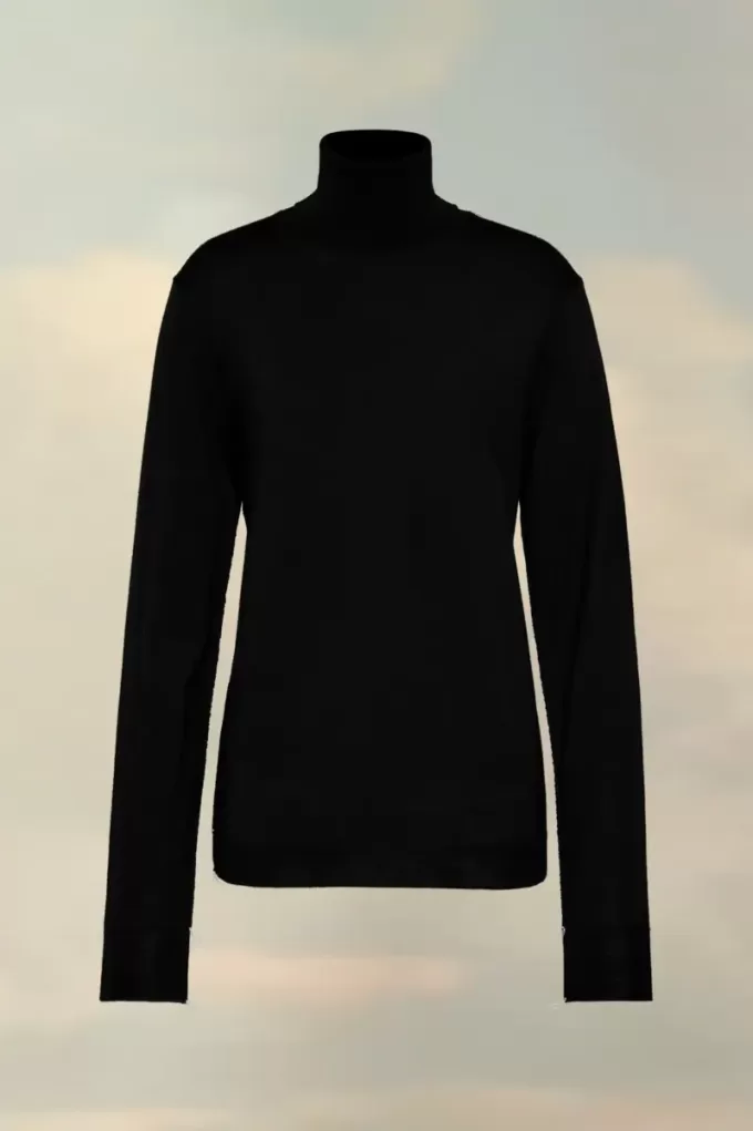 Suéter de cuello alto de lana merino Suéter de cuello alto de lana merino