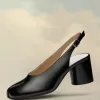 Zapatos de tira trasera de cuero Tabi