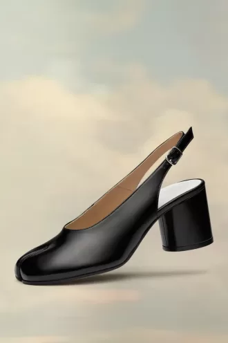 Zapatos de tira trasera de cuero Tabi