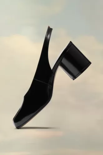 Zapatos de tira trasera de cuero Tabi